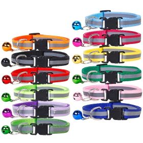 Nylon Collar Reflective With Small Bell For Dog & Cat; Dog Collar; Adjustable dog collar (Color: purple, size: Adjustment)
